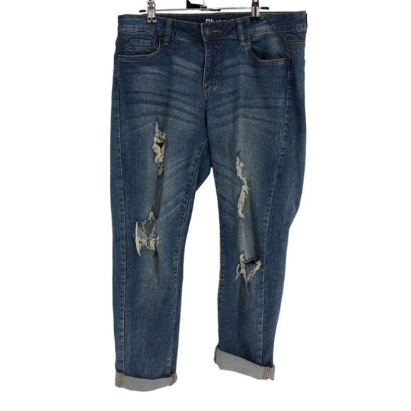 Bluenotes Lauren Mid rise Crop  Skinny Distressed Jeans Size 30 - Picture 1 of 13